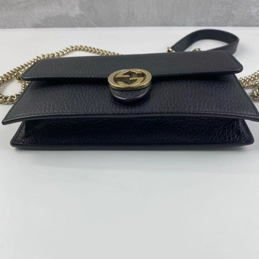 GUCCI Closure Chain 黑色woc斜背包19 x 10 x 3.5  98新配件塵袋-7