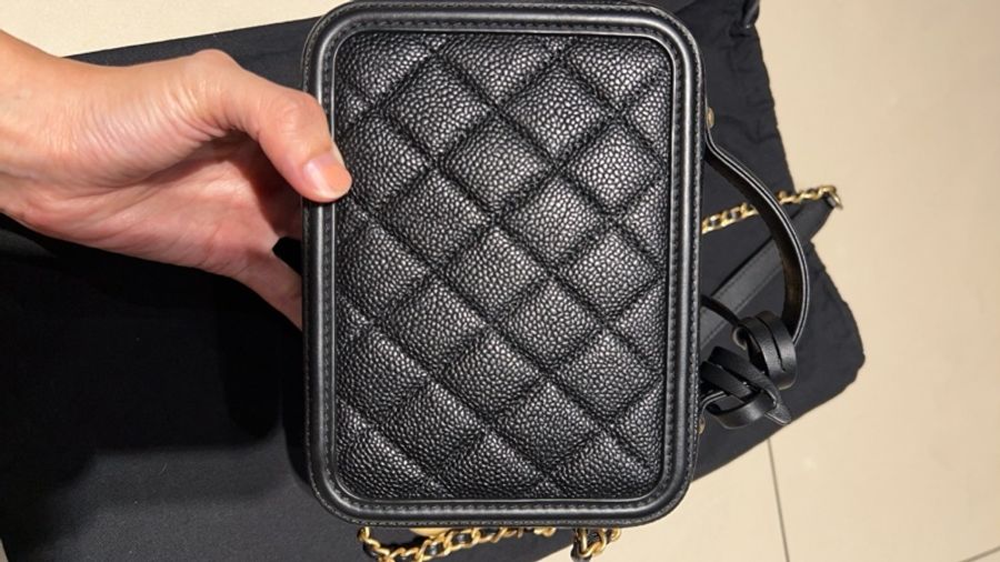 Chanel vanity case 化妝盒子包 黑金荔枝黑金17cm-23