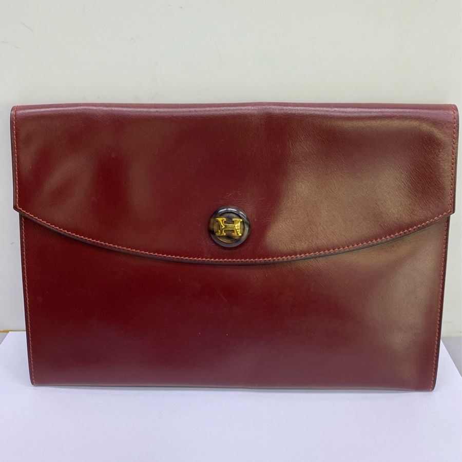 vintage Hermes Rio Leather Clutch Bag-17