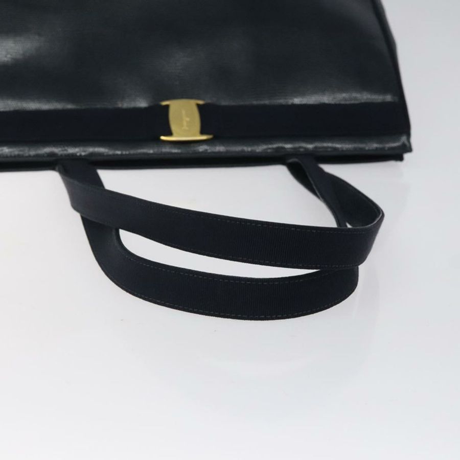 【日本直送】Salvatore Ferragamo 手提包 皮革壓花 海軍藍 金色 正品 gh069-6