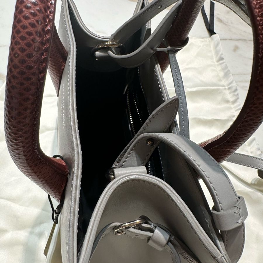 Balenciaga 灰色皮革 手提 斜背包-10