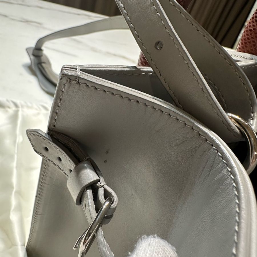 Balenciaga 灰色皮革 手提 斜背包-11