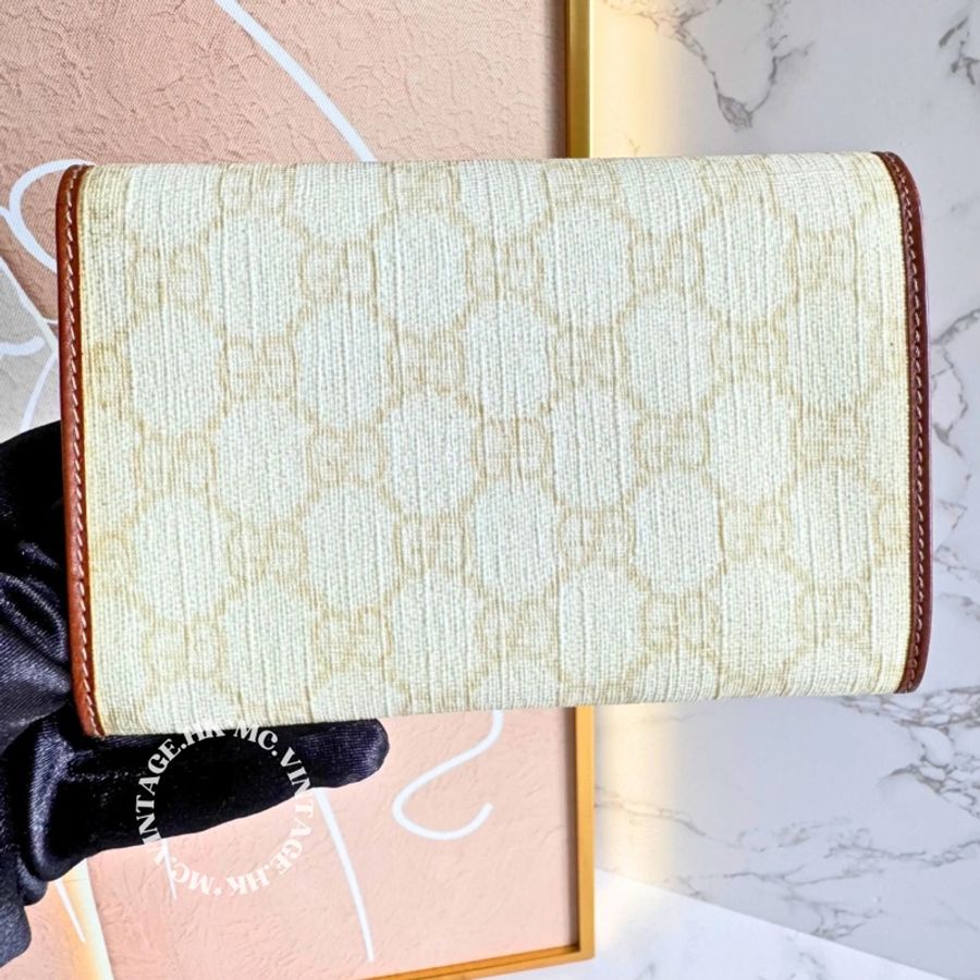 GUCCI Vintage Wallet 中古 罕有 白色 老花 中長銀包-2