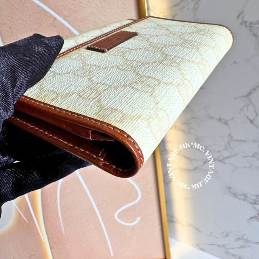 GUCCI Vintage Wallet 中古 罕有 白色 老花 中長銀包-9
