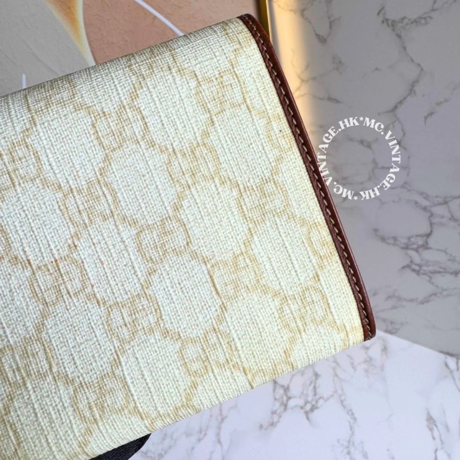 GUCCI Vintage Wallet 中古 罕有 白色 老花 中長銀包-18