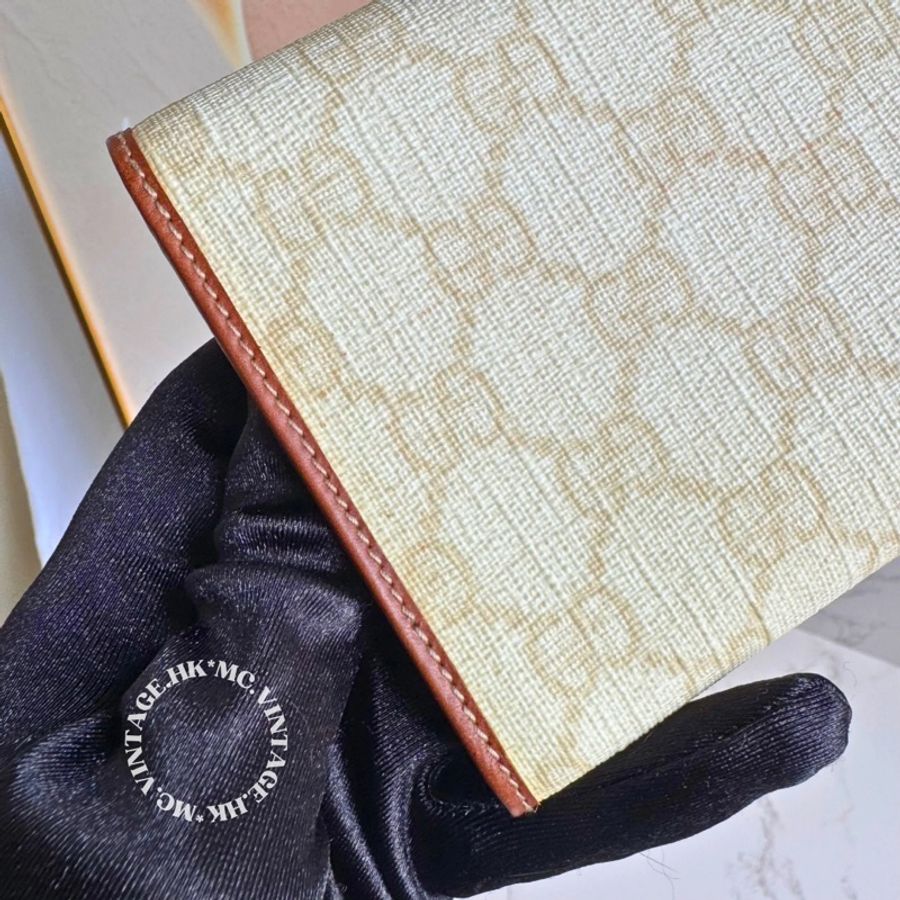 GUCCI Vintage Wallet 中古 罕有 白色 老花 中長銀包-19