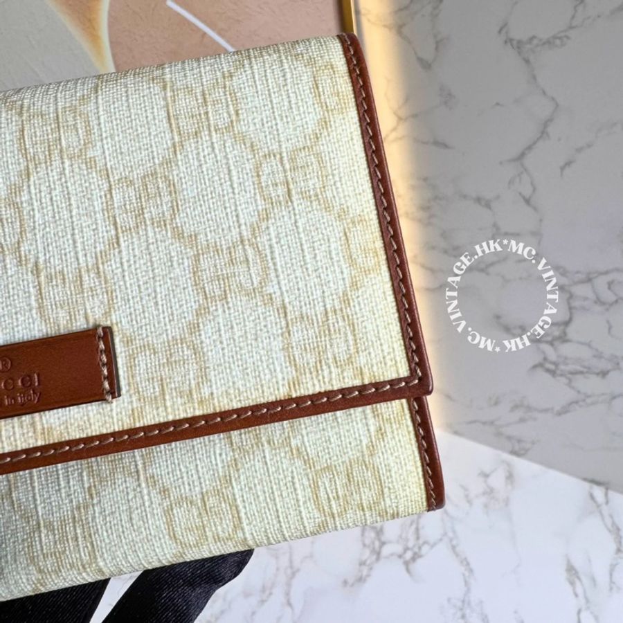 GUCCI Vintage Wallet 中古 罕有 白色 老花 中長銀包-20