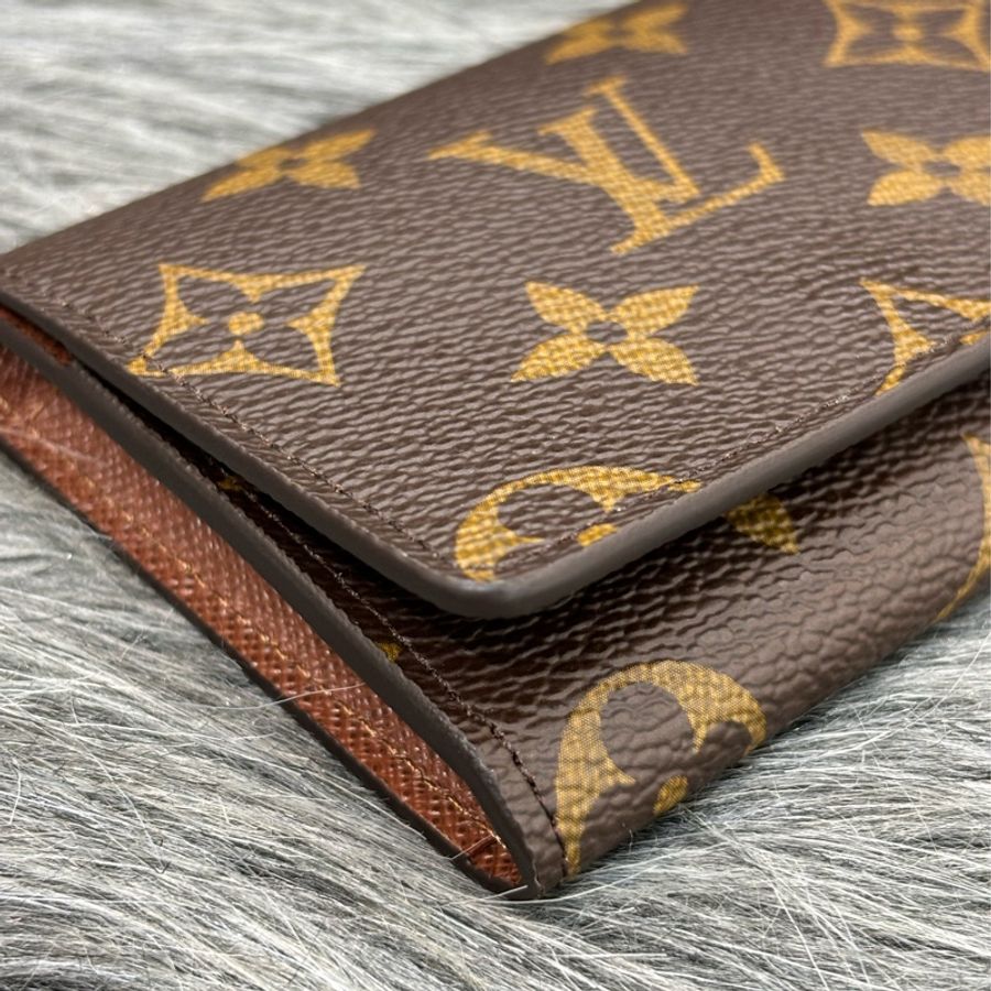 LV M63801 原花字紋老花 零錢包名片夾信用卡夾卡包卡片套-7