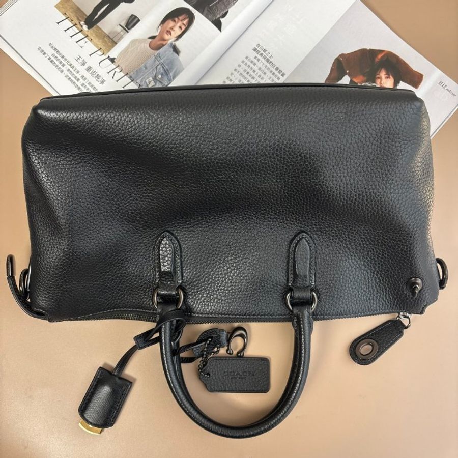 ::COACH:: CARA 黑色牛皮手提肩背斜背包-1