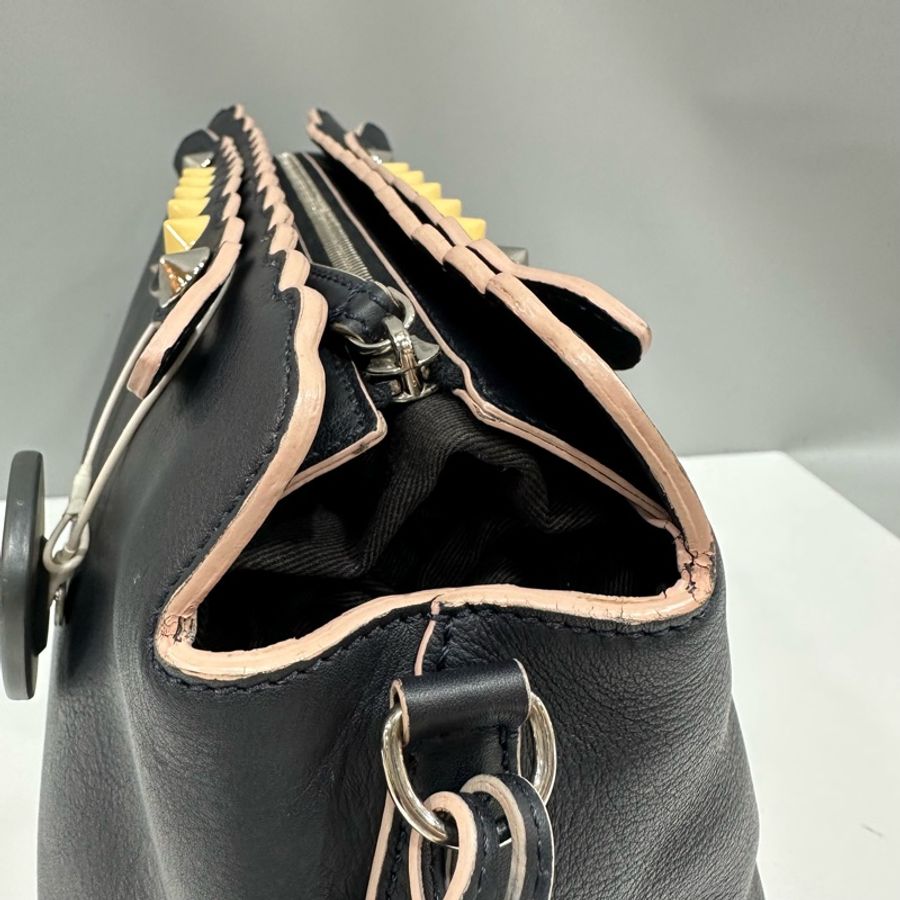 fendi 8BL125 深藍牛皮卯釘銀釦by the way bag 斜背包-6