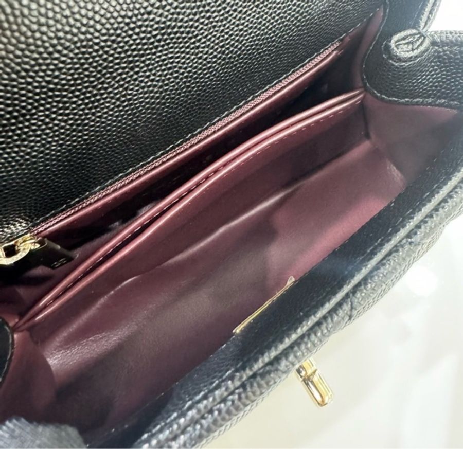 CHANEL mini coco handle 荔枝牛皮 黑金 蜥蜴提把芯片款 有購證-7