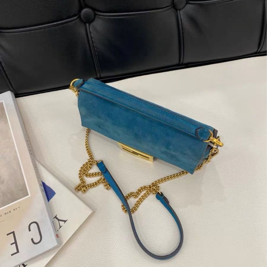 Fendi 芬迪 baguette mini 麂皮坦桑尼亞藍🔵-2