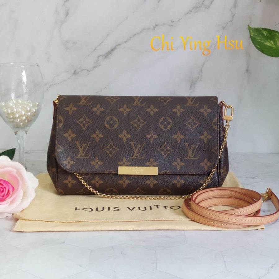 LV 經典老花M40718 🎀現品實拍 🎀 Favorite MM 經典花紋鍊條肩背包 斜背包~二手-15