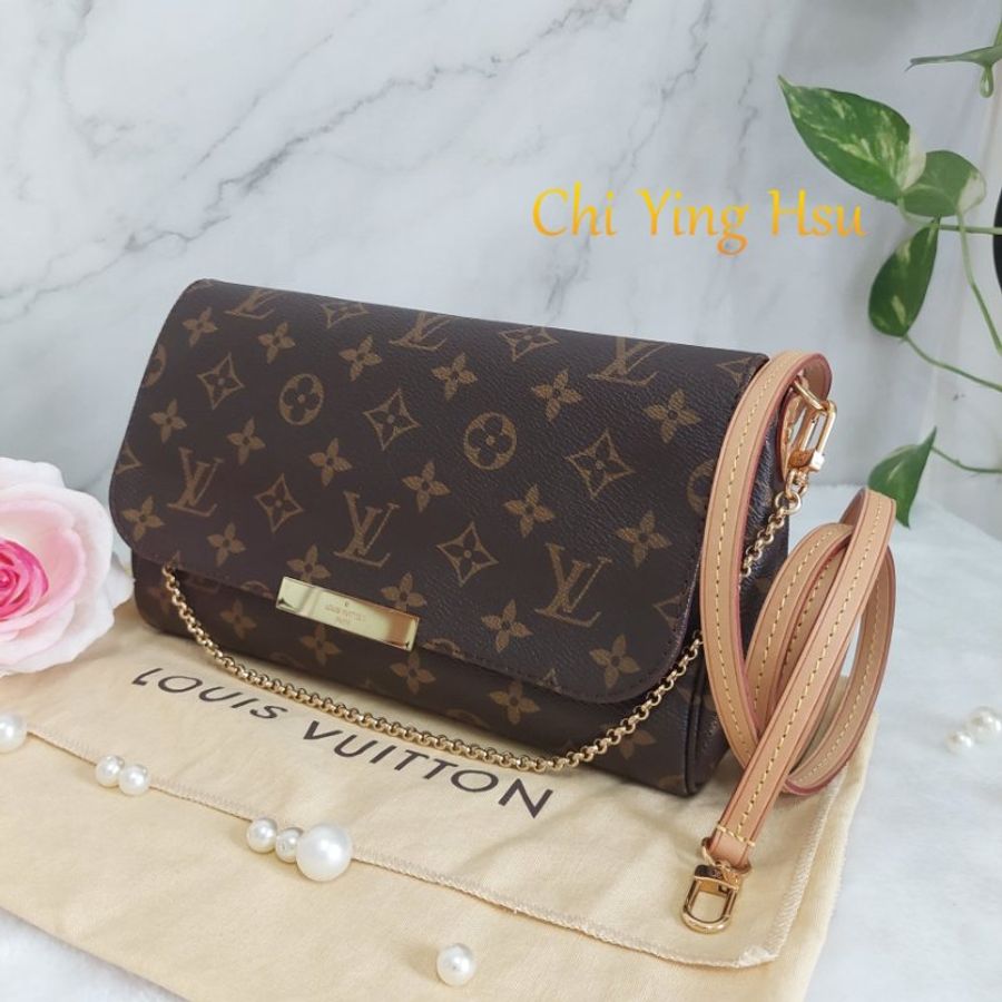 LV 經典老花M40718 🎀現品實拍 🎀 Favorite MM 經典花紋鍊條肩背包 斜背包~二手-18