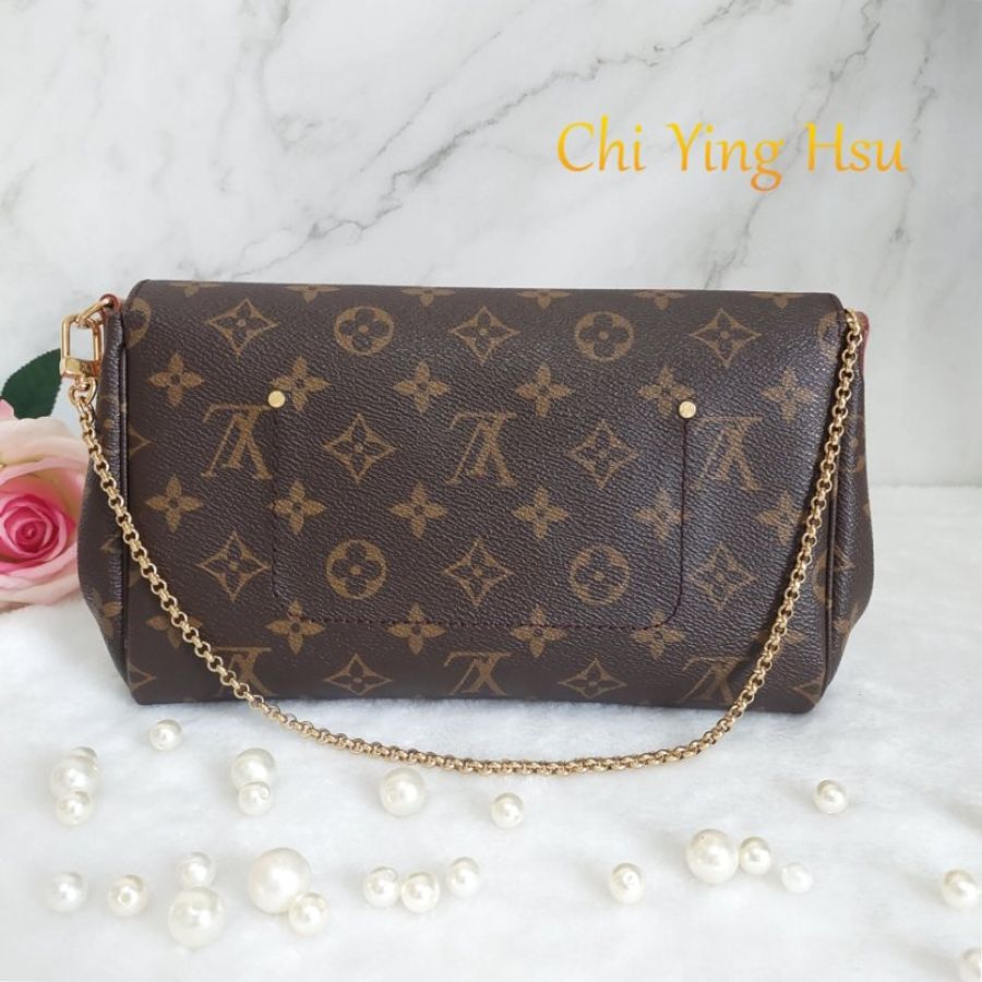 LV 經典老花M40718 🎀現品實拍 🎀 Favorite MM 經典花紋鍊條肩背包 斜背包~二手-21