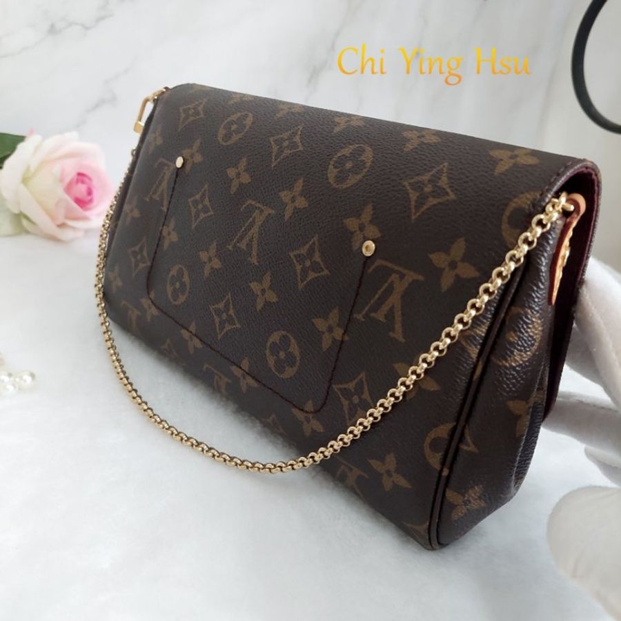 LV 經典老花M40718 🎀現品實拍 🎀 Favorite MM 經典花紋鍊條肩背包 斜背包~二手-24