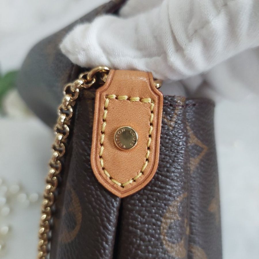 LV 經典老花M40718 🎀現品實拍 🎀 Favorite MM 經典花紋鍊條肩背包 斜背包~二手-34