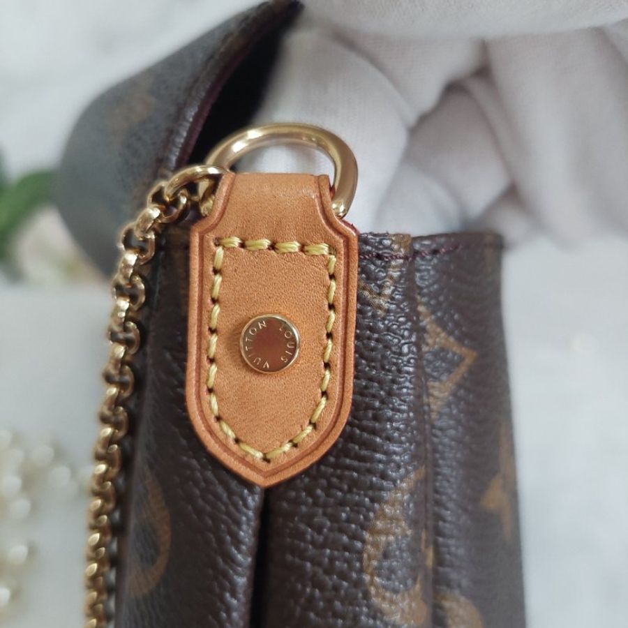 LV 經典老花M40718 🎀現品實拍 🎀 Favorite MM 經典花紋鍊條肩背包 斜背包~二手-37