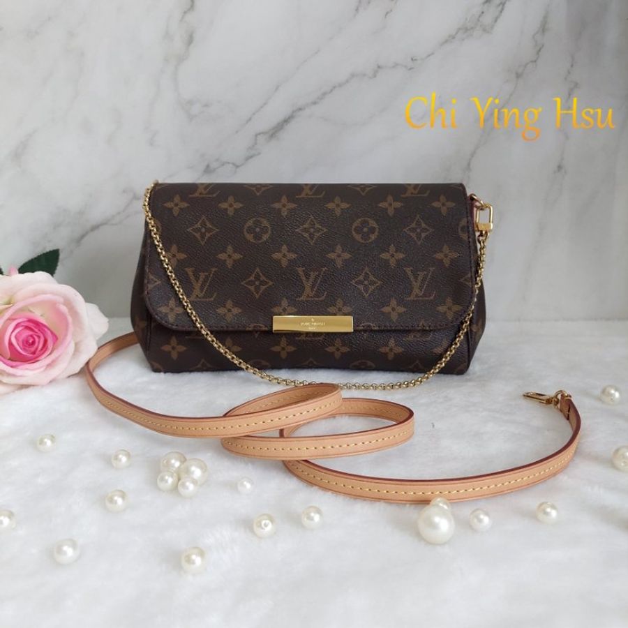 LV 經典老花M40718 🎀現品實拍 🎀 Favorite MM 經典花紋鍊條肩背包 斜背包~二手-58
