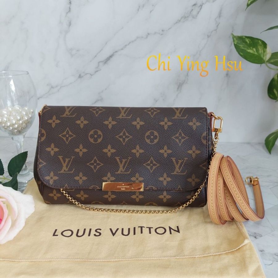 LV 經典老花M40718 🎀現品實拍 🎀 Favorite MM 經典花紋鍊條肩背包 斜背包~二手-69