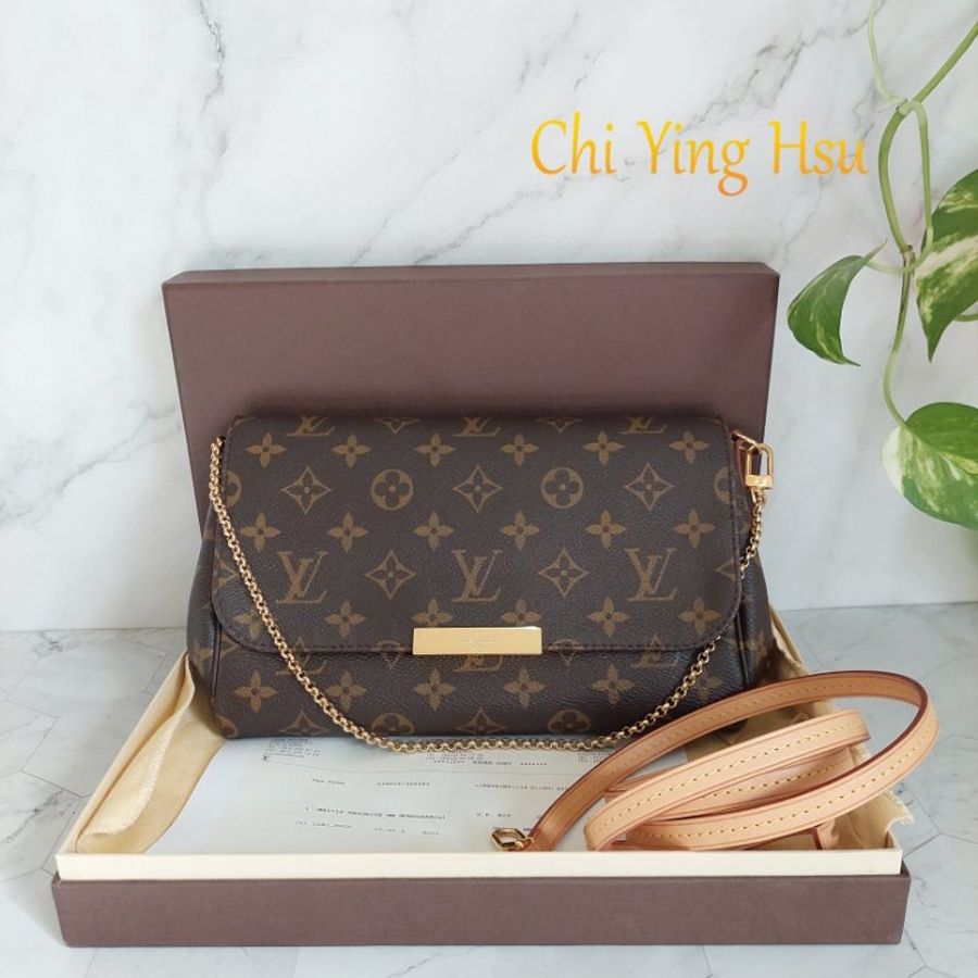 LV 經典老花M40718 🎀現品實拍 🎀 Favorite MM 經典花紋鍊條肩背包 斜背包~二手-68