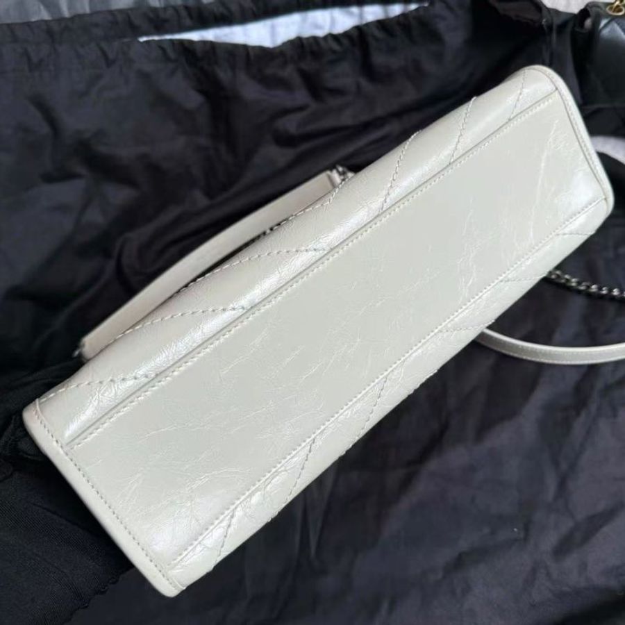 YSL 白色Niki Logo皺褶Totebag 33x27 全新配件塵袋-1