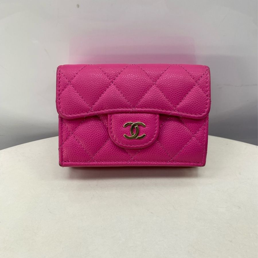 Chanel short wallet caviar pink/ gold-0