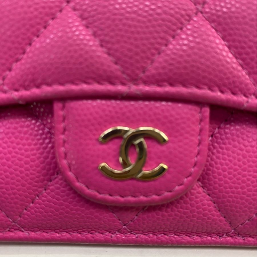 Chanel short wallet caviar pink/ gold-11