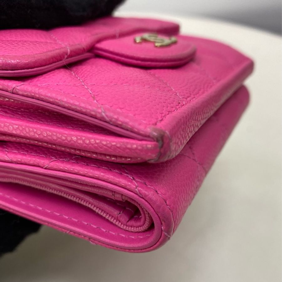 Chanel short wallet caviar pink/ gold-21