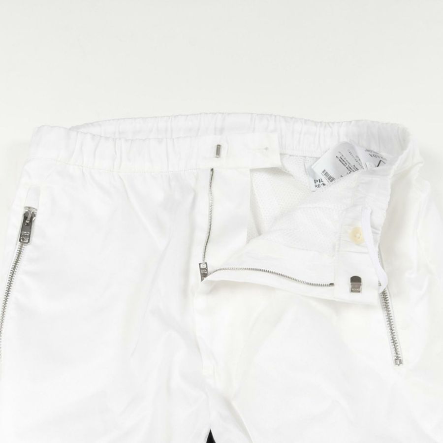 PRADA × adidas Re-Nylon 男士三角標誌尼龍長褲 SPH155 白色二手男 #S-2
