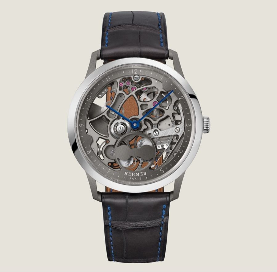 Hermes Slim d’Hermès Squelette Lune 鏤空月相錶-0