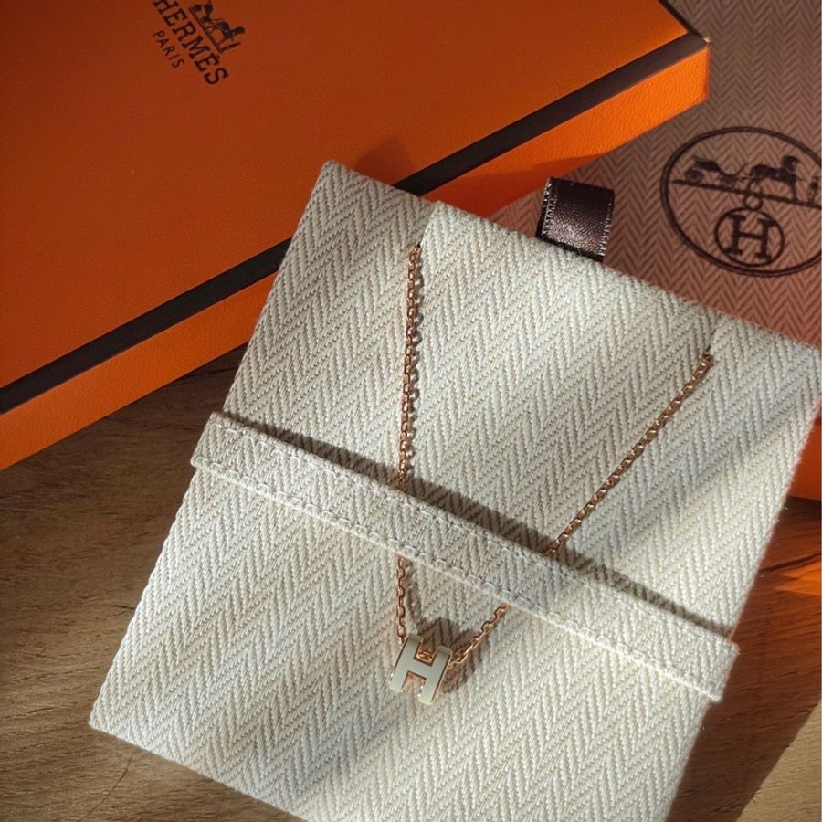（💔已售）Hermes 愛馬仕 Mini Pop H項鍊💕玫瑰金×白色 全新全配-0