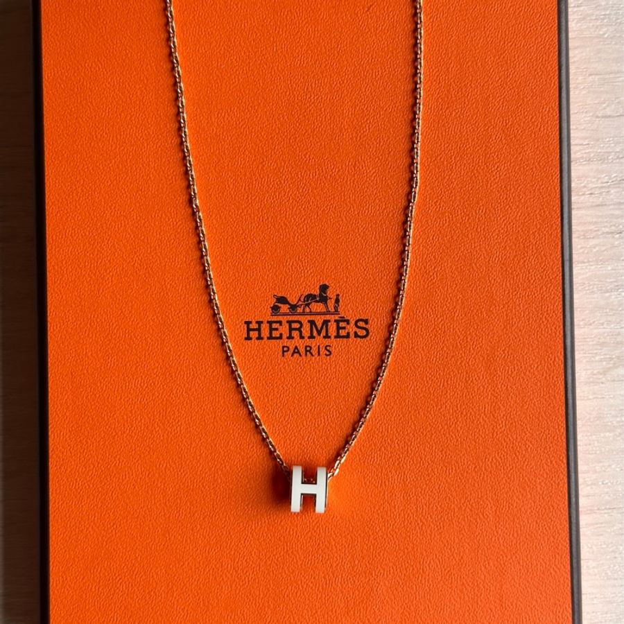 （💔已售）Hermes 愛馬仕 Mini Pop H項鍊💕玫瑰金×白色 全新全配-1