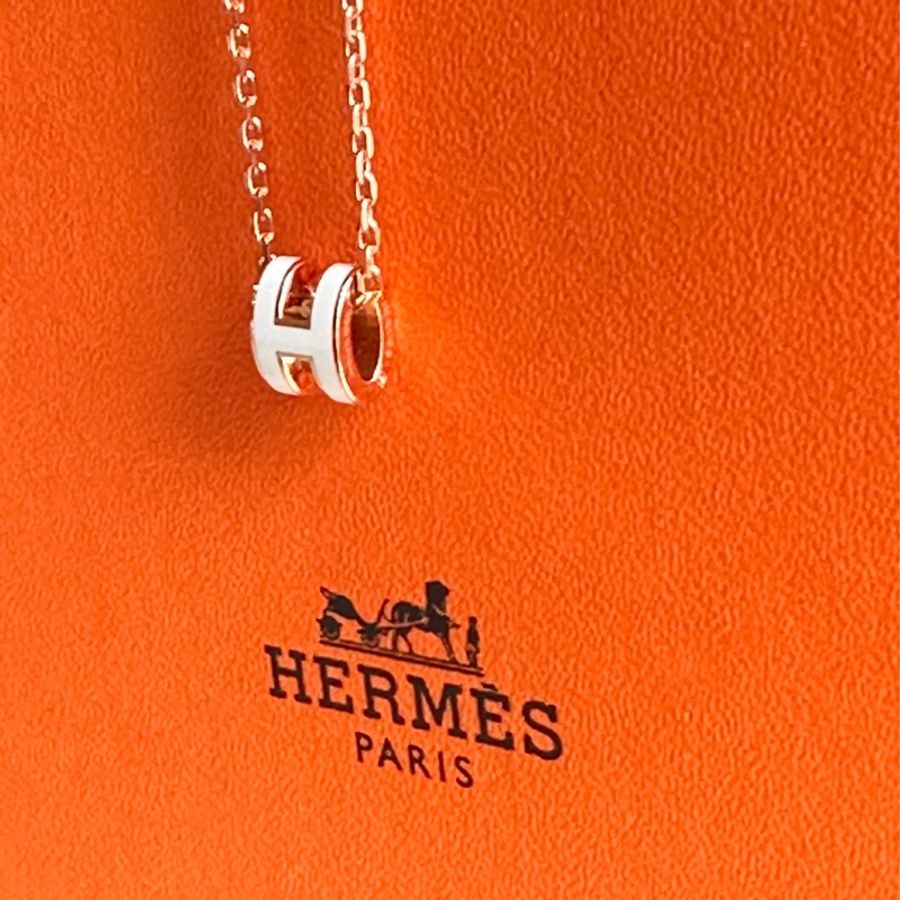 （💔已售）Hermes 愛馬仕 Mini Pop H項鍊💕玫瑰金×白色 全新全配-2