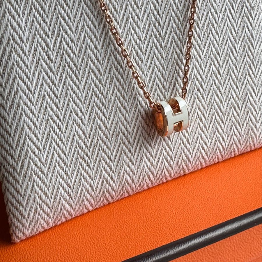 （💔已售）Hermes 愛馬仕 Mini Pop H項鍊💕玫瑰金×白色 全新全配-5