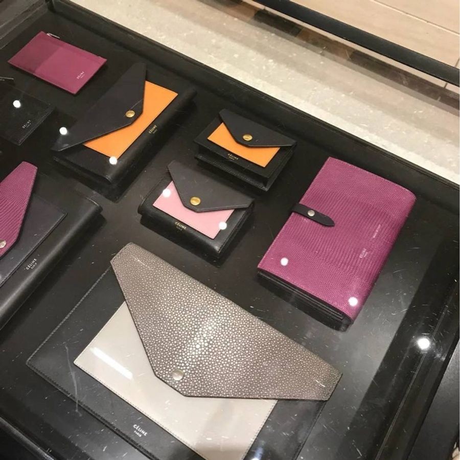CELINE 藍紫色 蜥蜴皮 woc 長夾 皮夾 錢包 錢夾 卡夾 卡包 信用卡夾 斜背包 肩背包 手提包-3