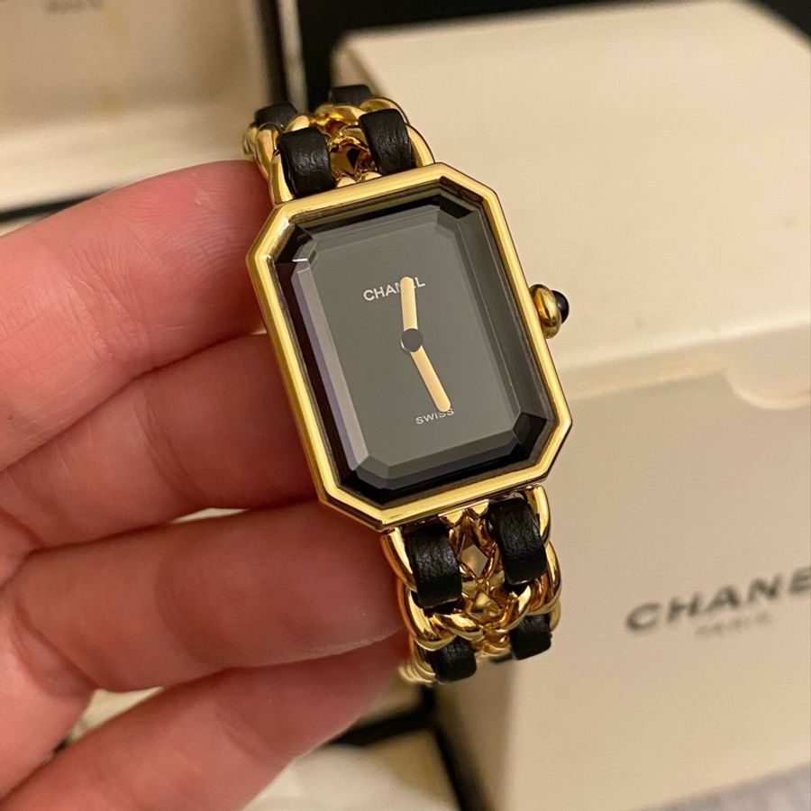 保證專櫃真品 S號‼️95成新 附保固 Chanel Premiere 香奈兒 首映錶 金鏈 黑金 黑銀-0