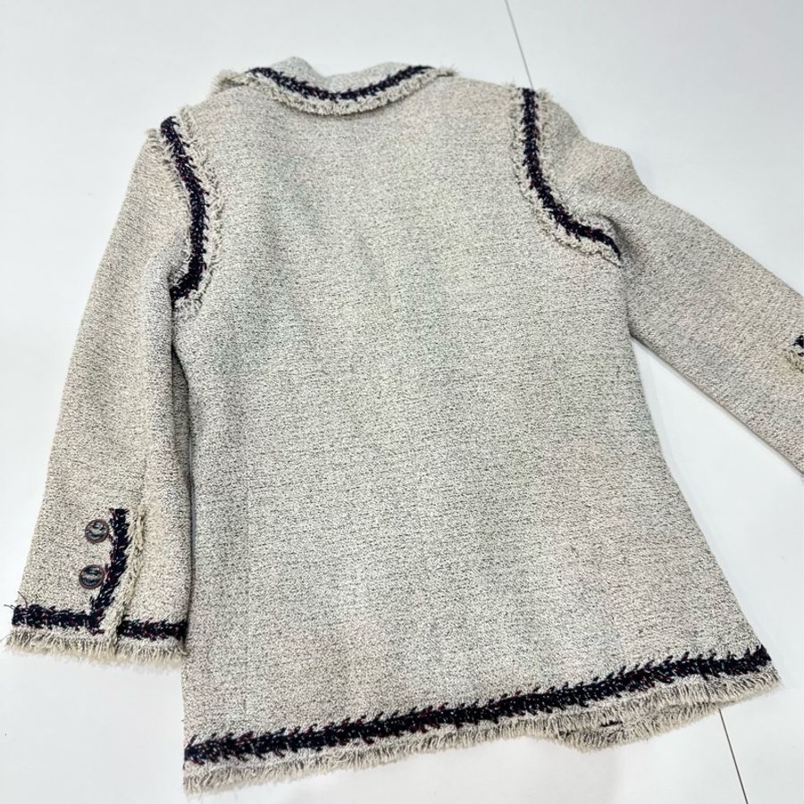 CHANEL 香奈兒 銀線 花邊 斜紋 軟呢 外套 西裝外套-6