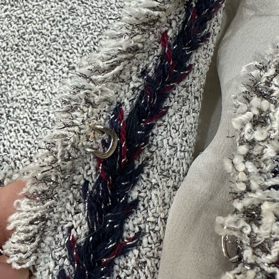 CHANEL 香奈兒 銀線 花邊 斜紋 軟呢 外套 西裝外套-25