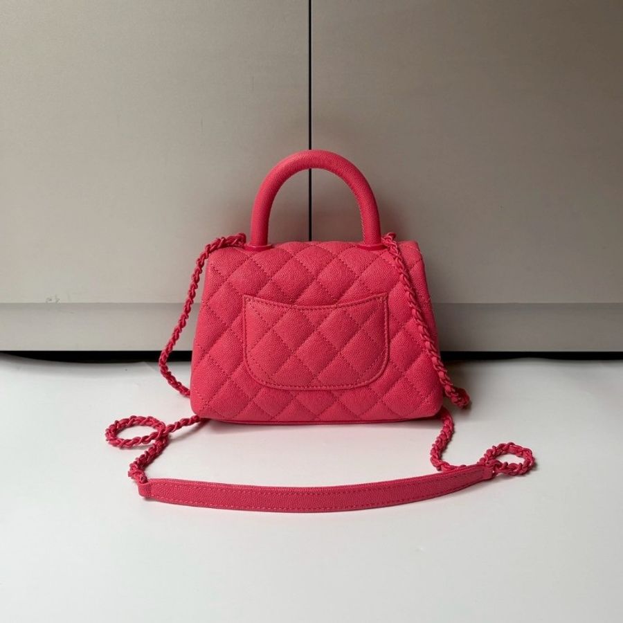 Chanel 珊瑚粉荔枝皮 coco handle 19-1