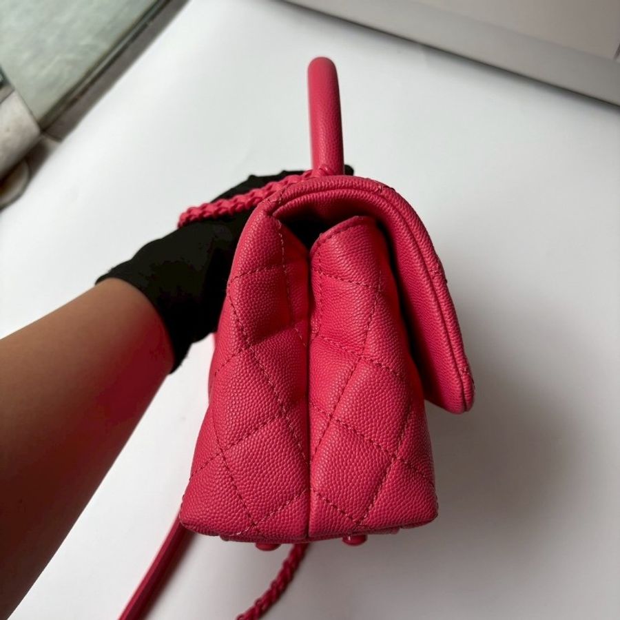 Chanel 珊瑚粉荔枝皮 coco handle 19-7