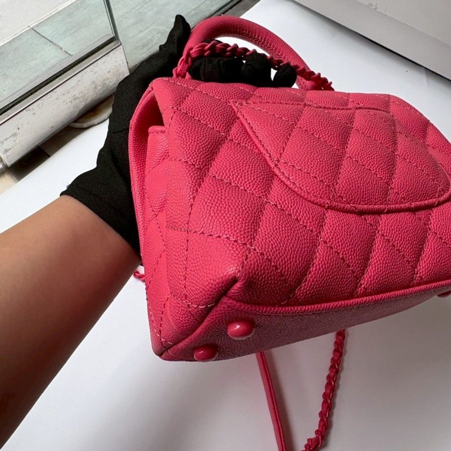 Chanel 珊瑚粉荔枝皮 coco handle 19-8