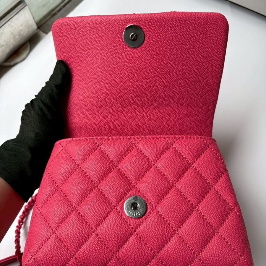 Chanel 珊瑚粉荔枝皮 coco handle 19-16