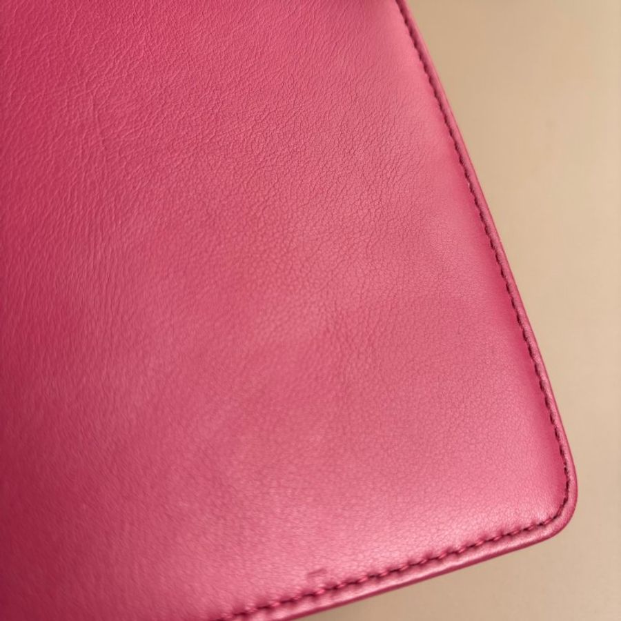 ::CHANEL:: 經典BOY系列 莓粉色皮革 復古銀釦25公分-33