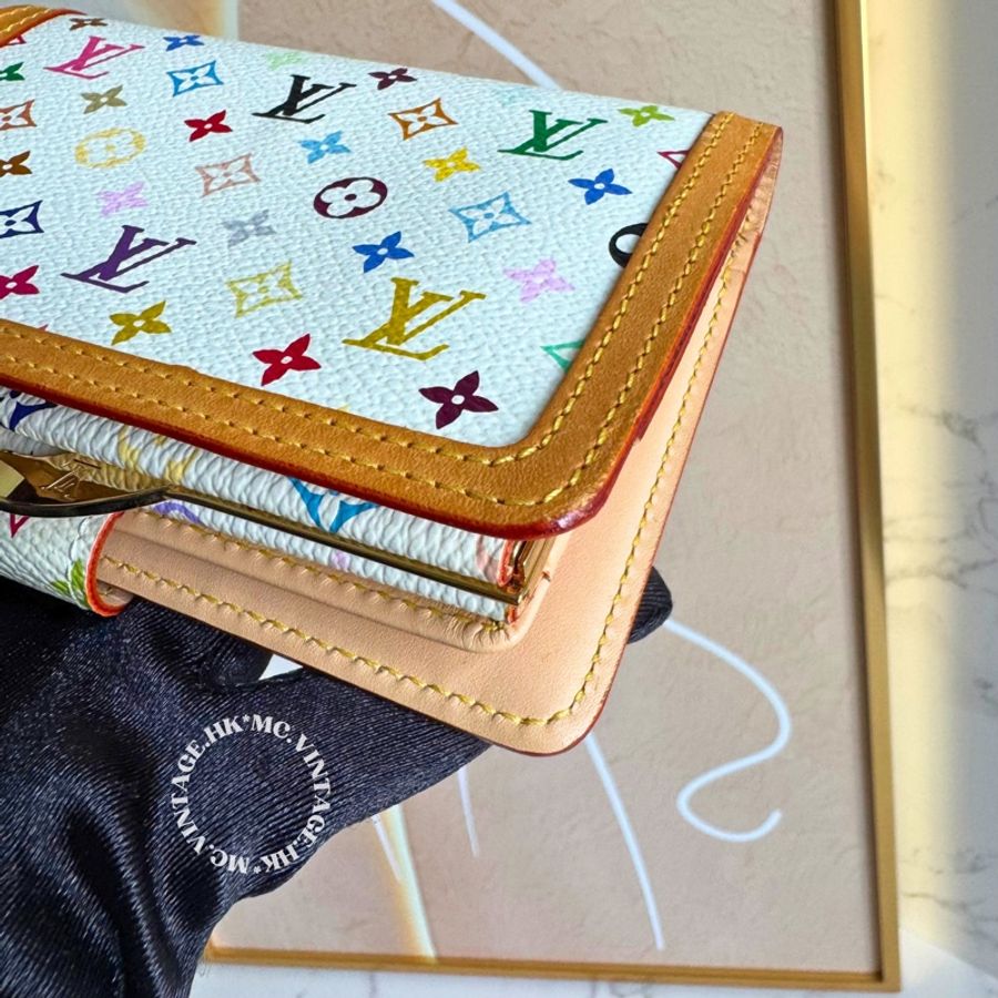 LV Multicolour Wallet 中古 三彩 中長銀包-10