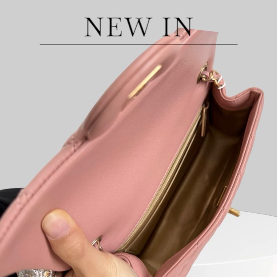 Chanel Lambskin 20cm 粉紅金球-7
