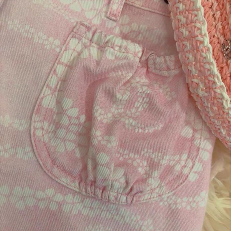 Chanel香奈兒25M coco beach 沙灘系列限定粉色 牛仔短褲-4