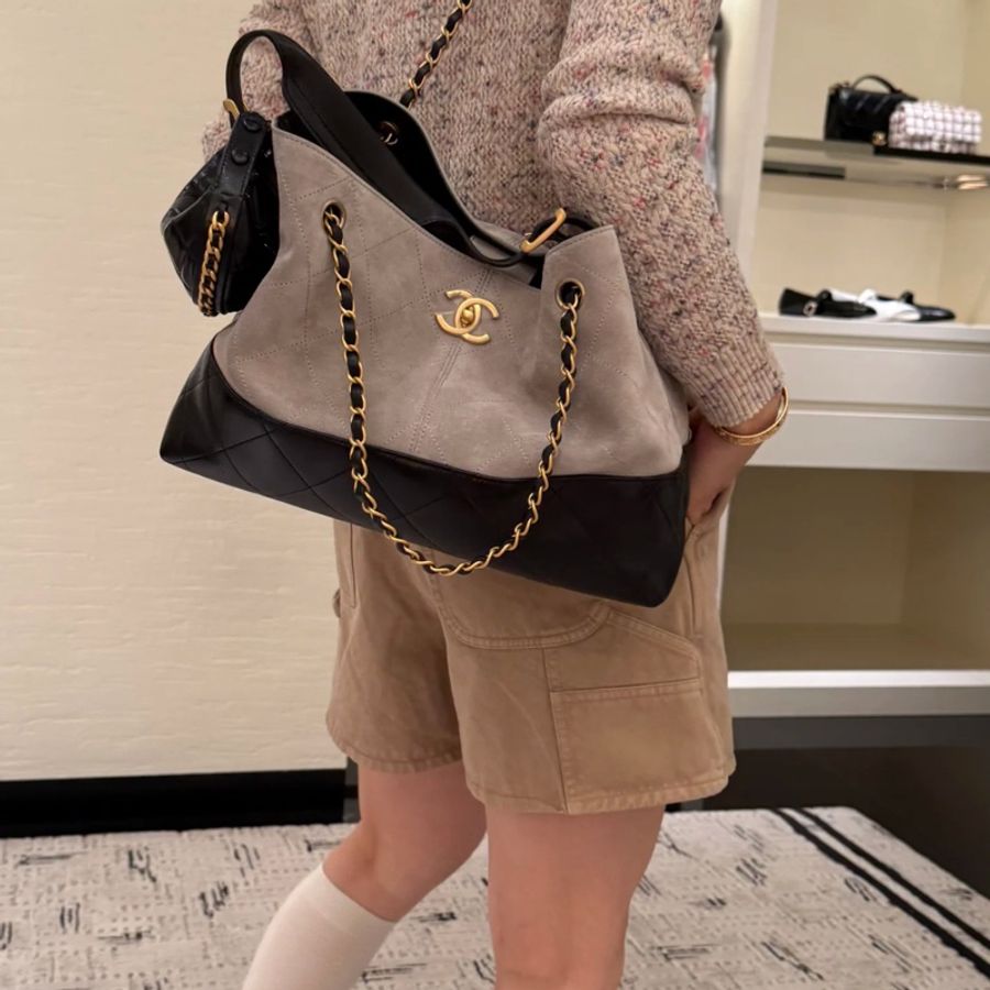 Chanel香奈兒25A高級手工坊麂皮拼色小號-3
