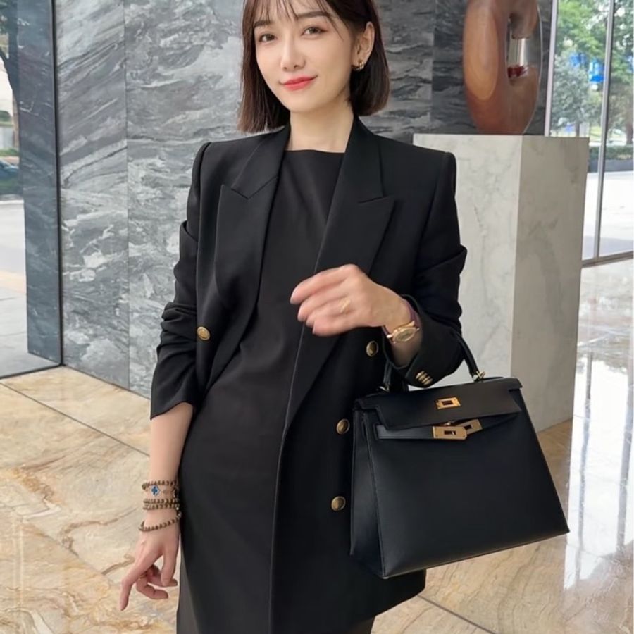 愛馬仕 Hermes Kelly28黑金 框Q Epsom皮 外縫~-4