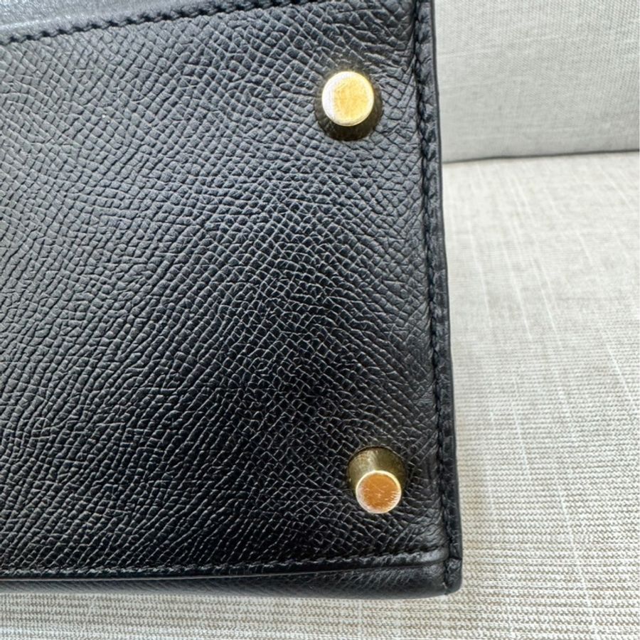 愛馬仕 Hermes Kelly28黑金 框Q Epsom皮 外縫~-16